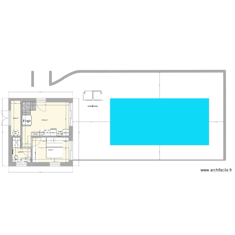 Pool house - construction 2. Plan de 5 pièces et 62 m2