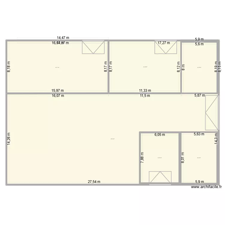 DEPOT - Plan RDC d&eacute;coup&eacute; 2. Plan de 6  et 836 m²