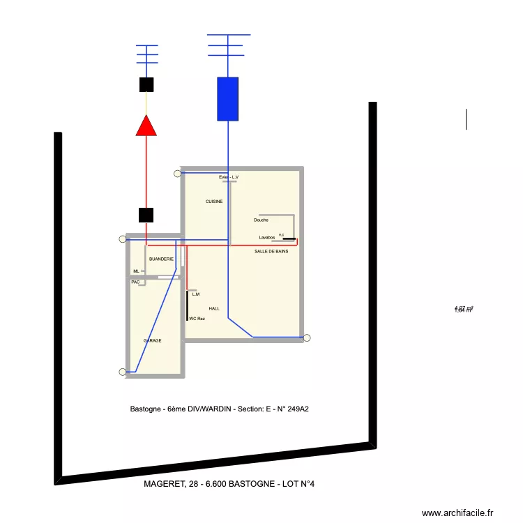 mageret. Plan de 3  et 22 m²