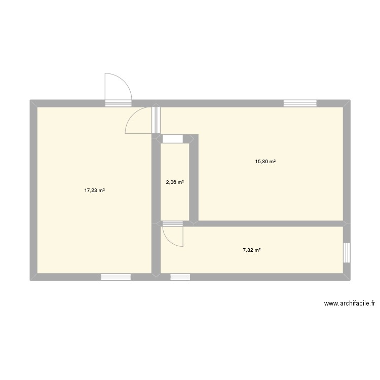 etage. Plan de 4 pièces et 43 m2