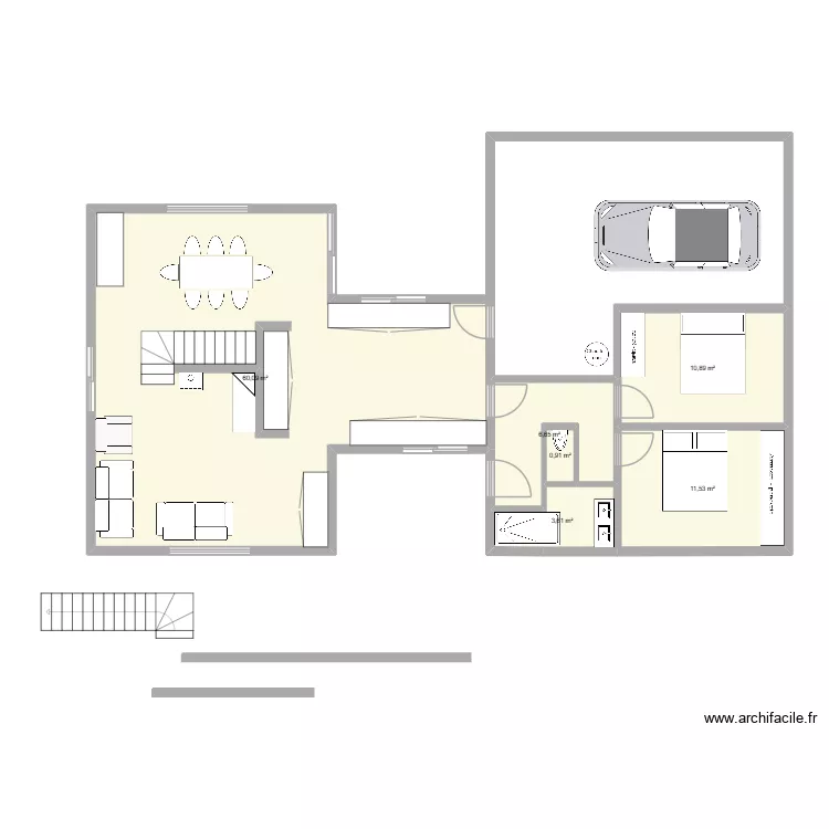 mauvais. Plan de 6  et 94 m²