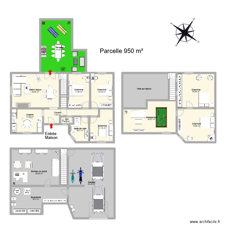 MESSMER PECORELLI. Plan de 19 pièces et 318 m2