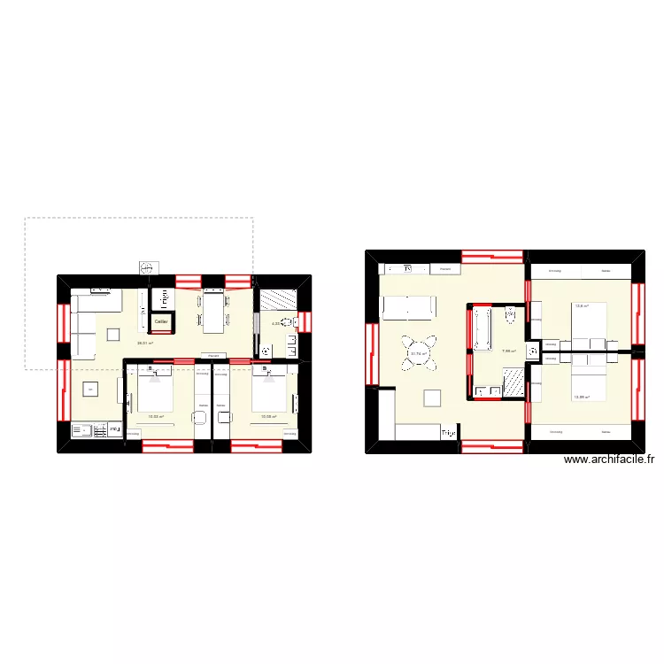 Maison B. Plan de 