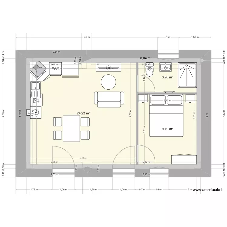 Noyers 67 Rdc apr&egrave;s travaux 2. Plan de 5 Pièces et 37 m²