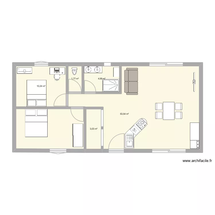 Maison 75m beginnage. Plan de 5  et 73 m²