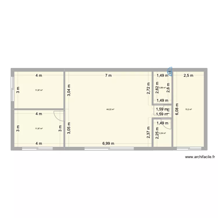 Projet Corse 2. Plan de 6  et 91 m²