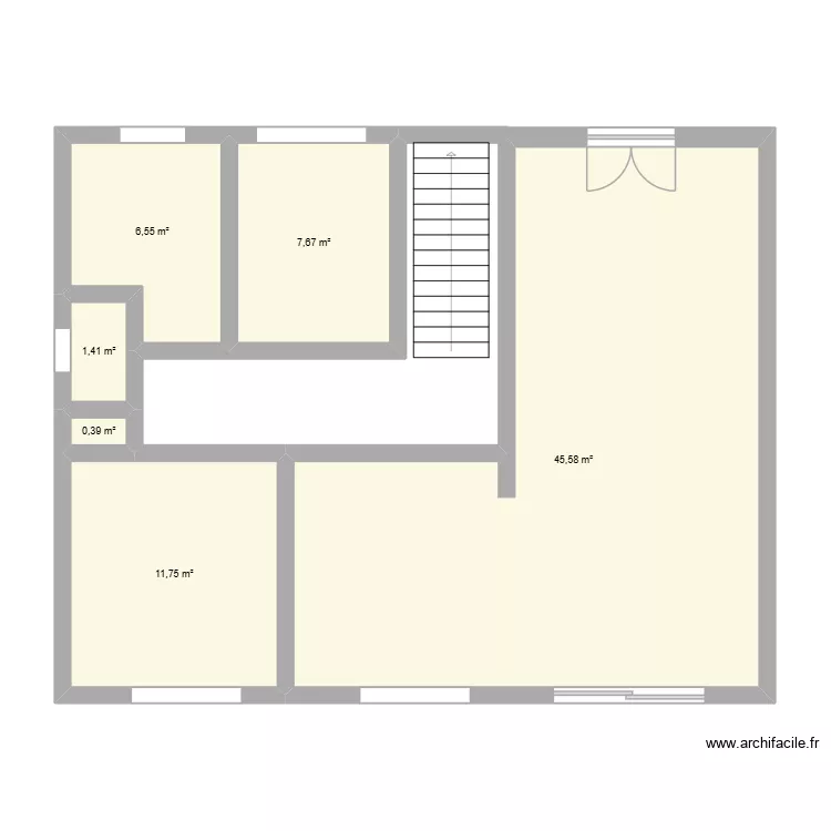 1er &eacute;tage de la maison. Plan de 6  et 73 m²