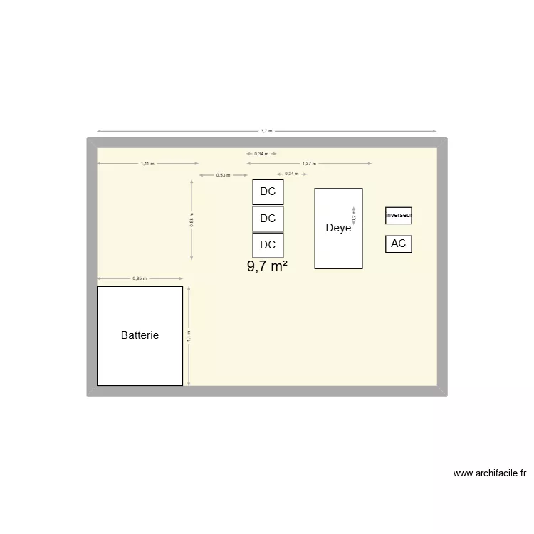 DOMINIQUE tech. Plan de 1  et 10 m²