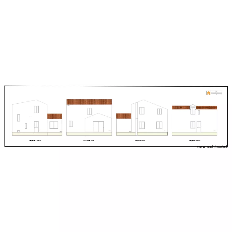 Projet - Toutes fa&ccedil;ades. Plan de 