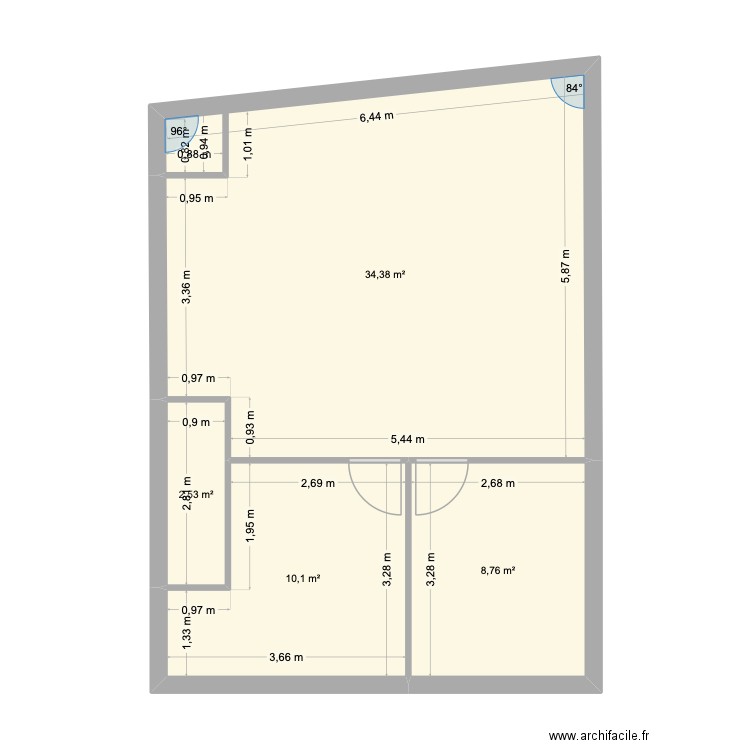 BARET OLBIER. Plan de 4 pièces et 56 m2