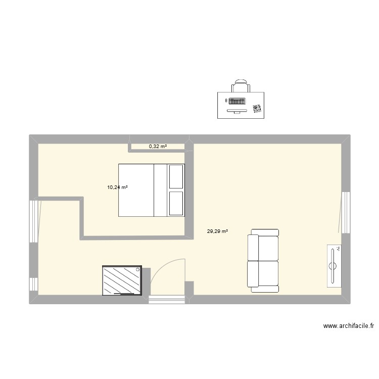 appartement grenoble_v1. Plan de 3 pièces et 40 m2