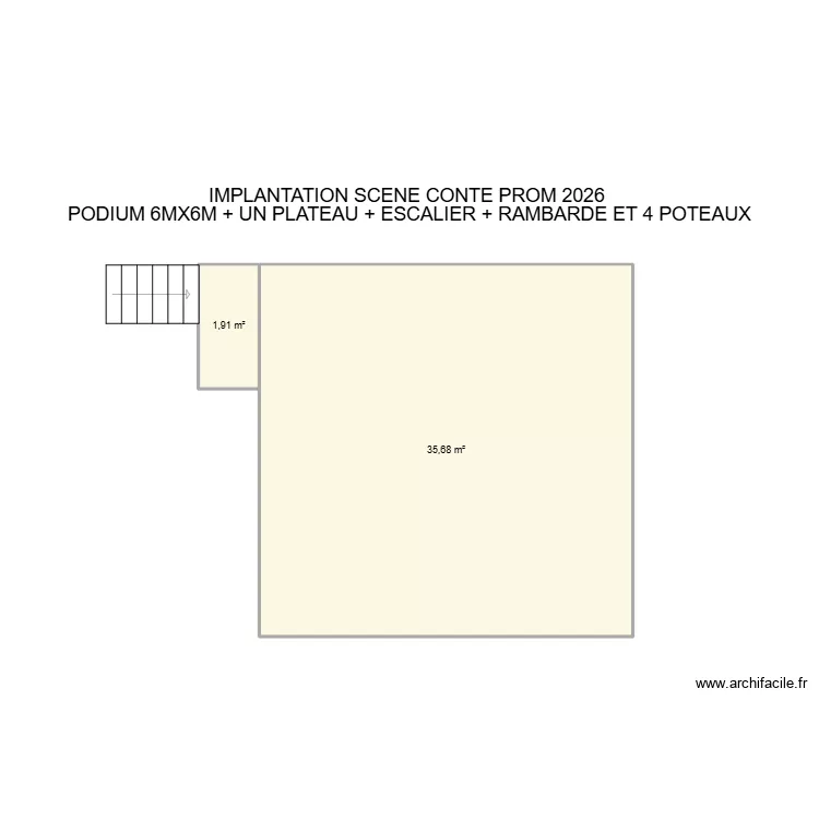 scene conte prom 2026. Plan de 2  et 38 m²