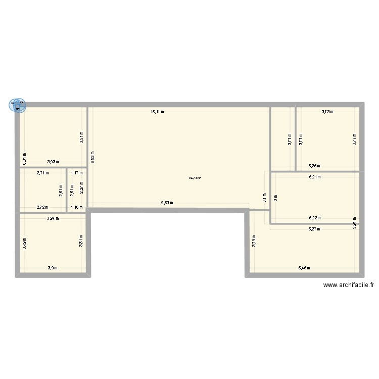 fick. Plan de 1 pièce et 156 m2