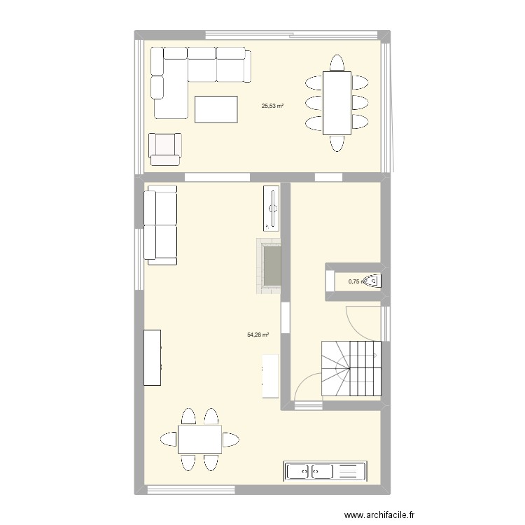 veranda. Plan de 3 pièces et 81 m2