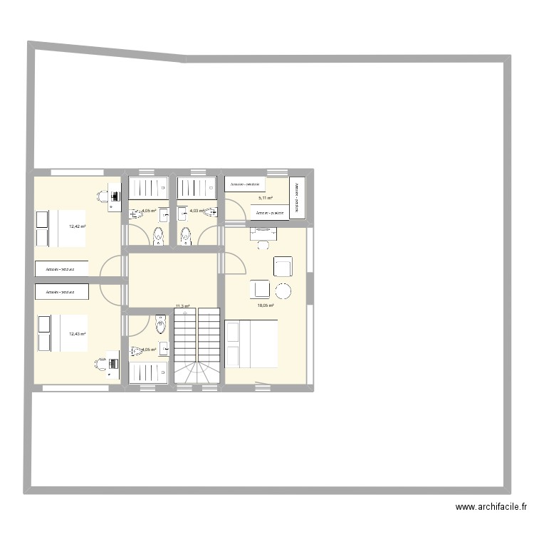 ETAGE VILLA KARIMA. Plan de 8 pièces et 71 m2