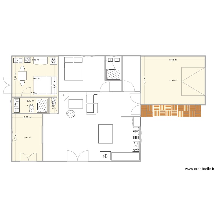 version2 du perrier. Plan de 4 pièces et 52 m2