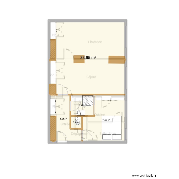 Appt Antoine 6. Plan de 5 pièces et 54 m2