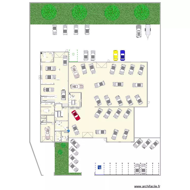 events auto atelier et boite prod. Plan de 