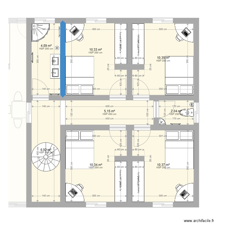 Test maison en rdc. Plan de 14 pièces et 182 m2