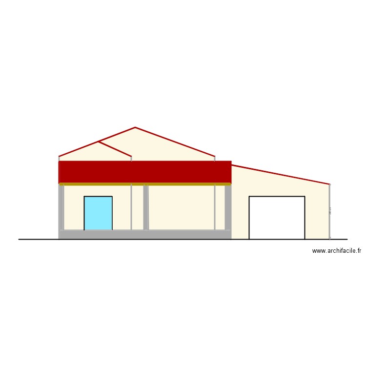 Plan de facade. Plan de 14 pièces et 62 m2