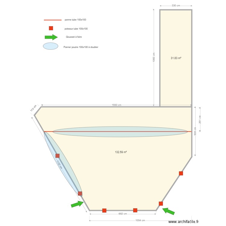 Case a cafe. Plan de 2 pièces et 164 m2