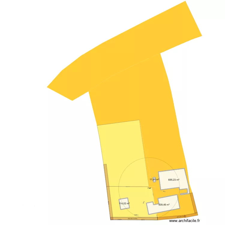 Plan de masse pour Assainissement Non Collectif distance 35m du puit. Plan de 