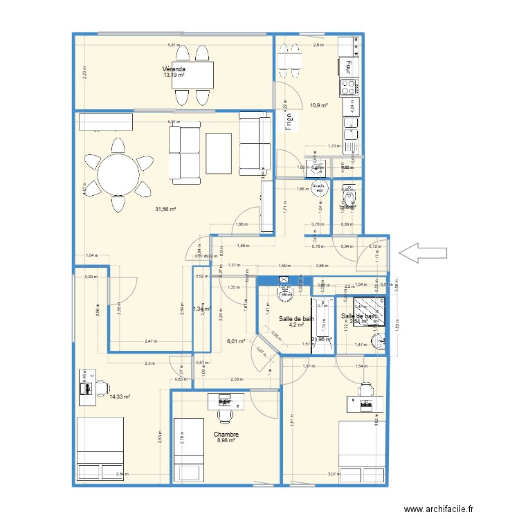 Coloc Leclerc Aménagée 2. Plan de 11 pièces et 116 m2