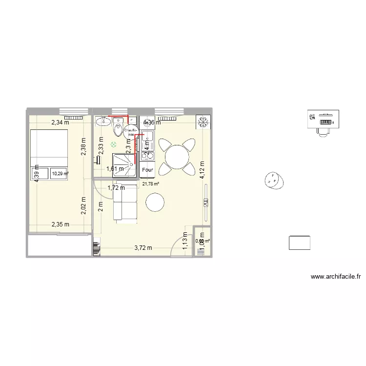 P2A*. Plan de 3  et 33 m²