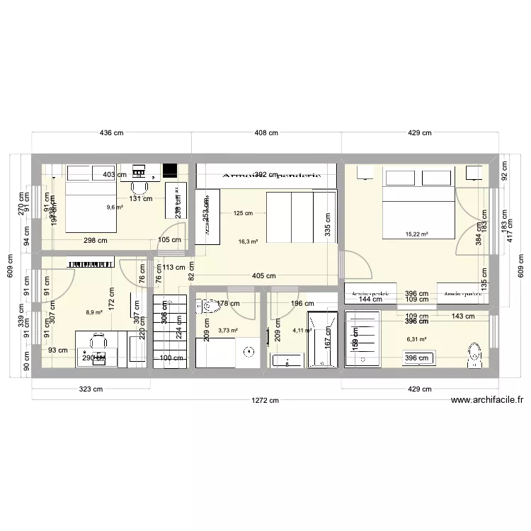 Fabien et Marie 3. Plan de 7  et 64 m²