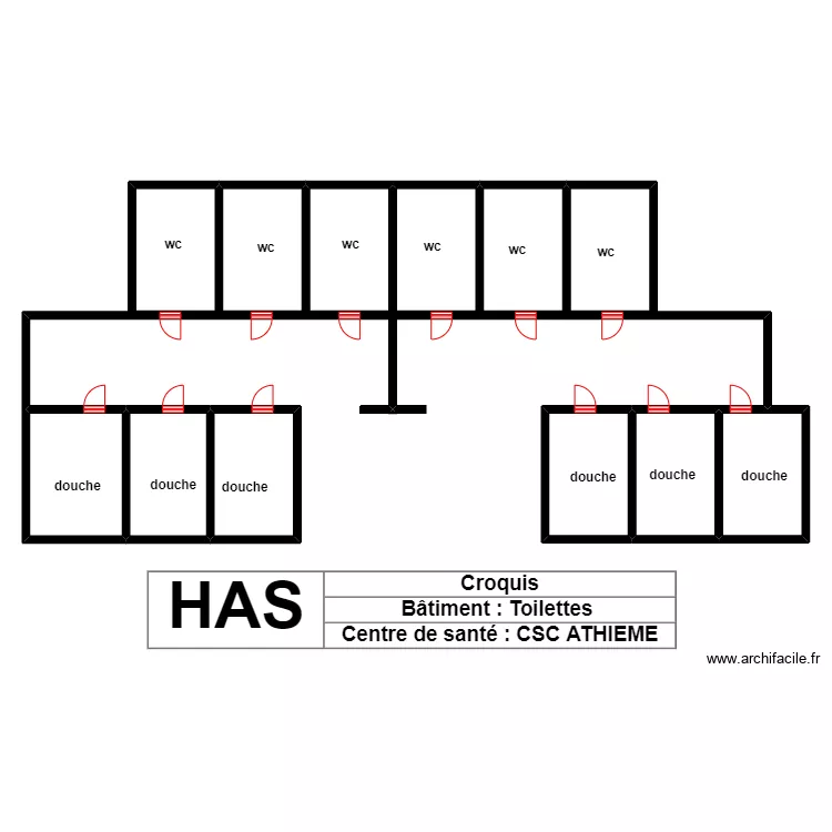 VUE EN PLAN TPOILETTE EXTERNE ATHIEME. Plan de 
