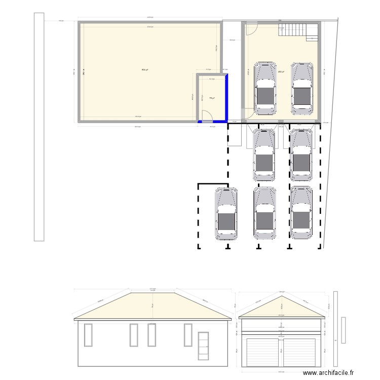 Plan de localisation garage. Plan de 3 pièces et 124 m2