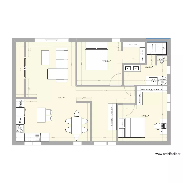 Maison 75m2. Plan de 