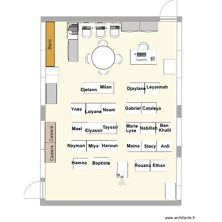 Classe P5 V2. Plan de 1  et 65 m²