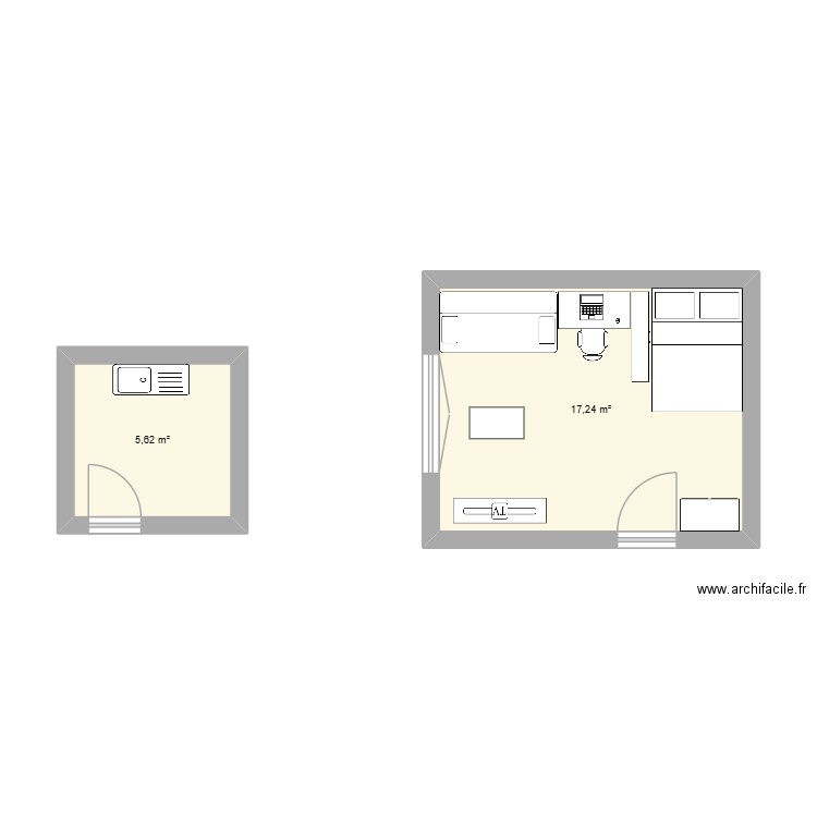 Montreuil Final. Plan de 2 pièces et 23 m2