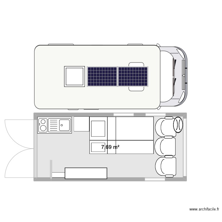 Camion 2. Plan de 1 pièce et 8 m2