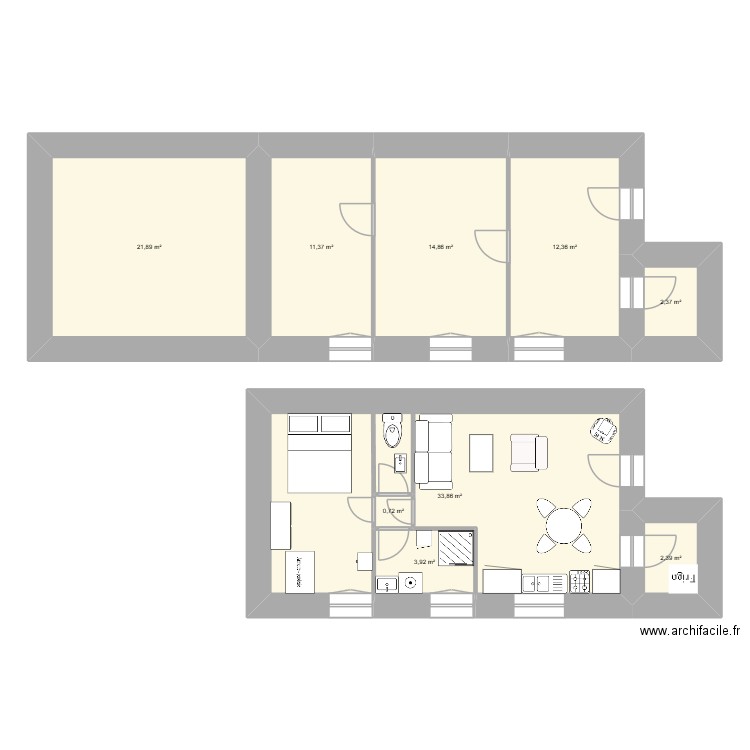 appart meublé j. Plan de 9 pièces et 104 m2