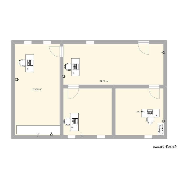 plan baraka. Plan de 3 pièces et 73 m2