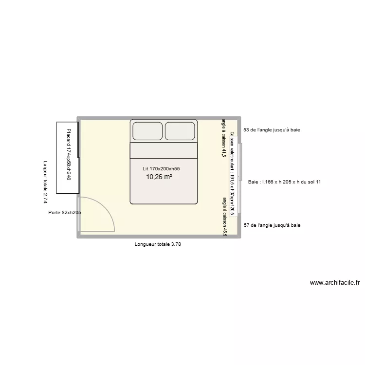 Chambre B sans mobilier. Plan de 1 et 10 m² Chambre B sans mobilier. Plan de 1 et 10 m²