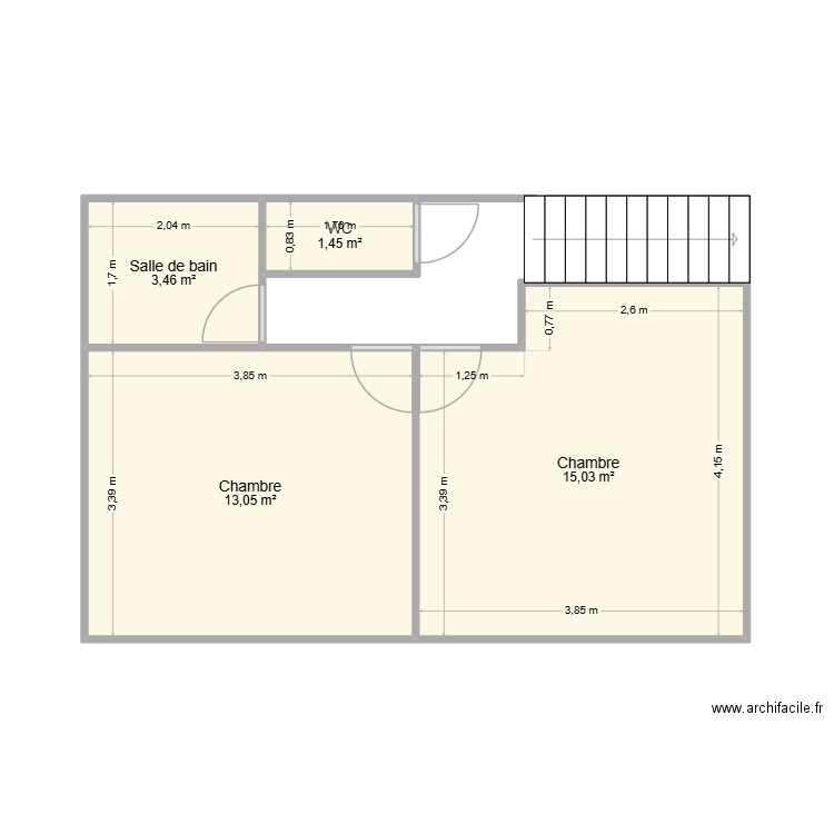 Mme. GUERIN. Plan de 4 pièces et 33 m2