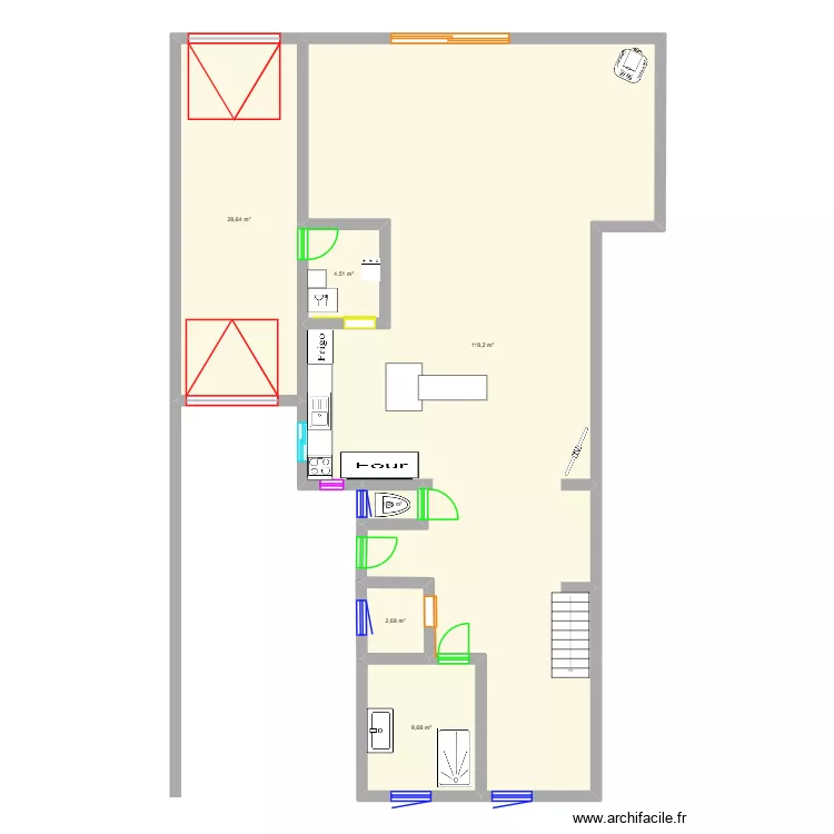 oii. Plan de 6  et 165 m²