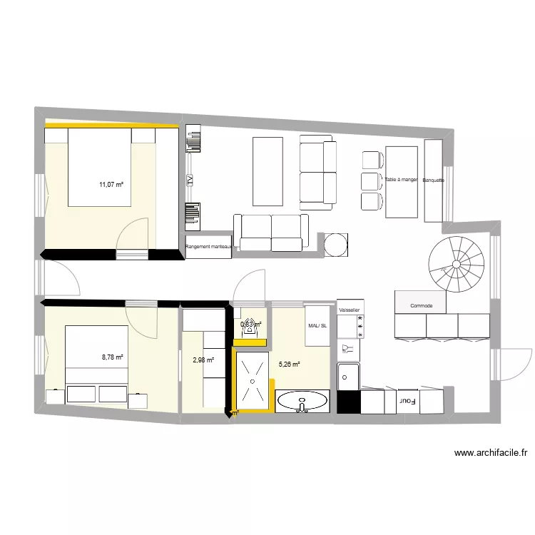 Maison 7eme version plan. Plan de 