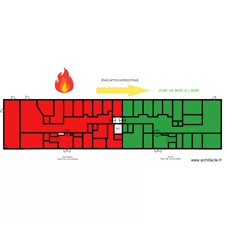 ROSIERS / ELSA RDC EVACUATION. Plan de 