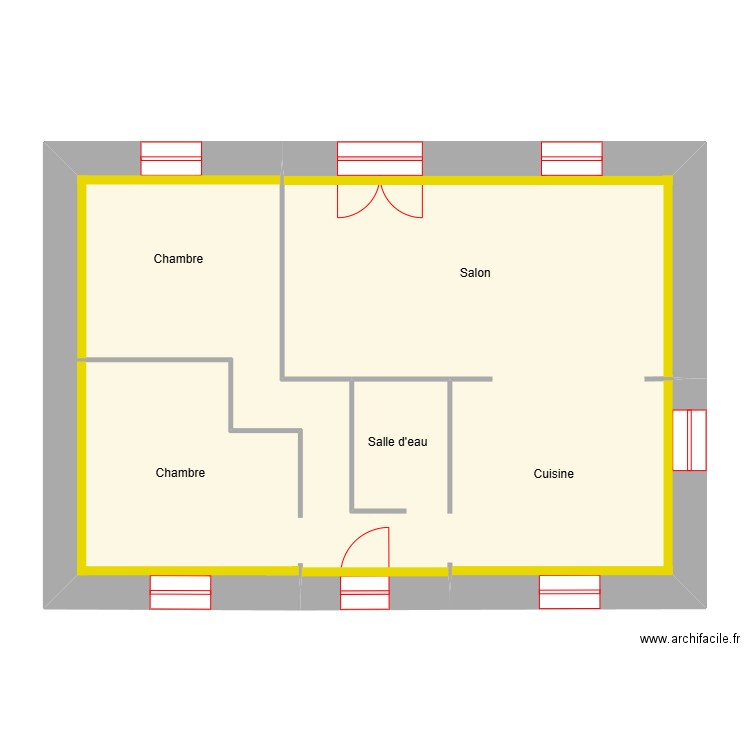 DUCHENE - Scénario 1. Plan de 1 pièce et 64 m2