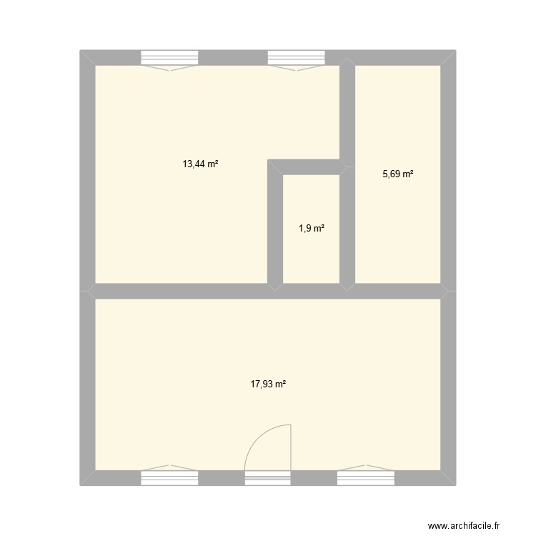 Maison_Renové. Plan de 4 pièces et 39 m2