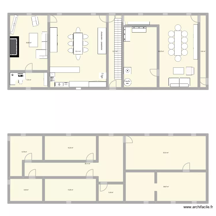 maison. Plan de 14  et 323 m²