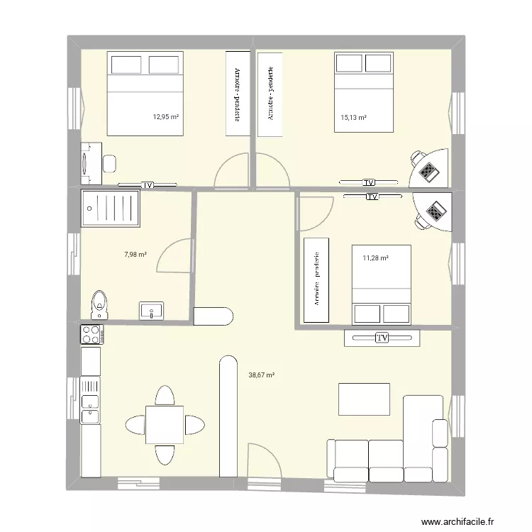seif. Plan de 5  et 86 m²