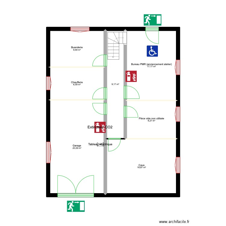 RDC Trémolières. Plan de 7 pièces et 98 m2