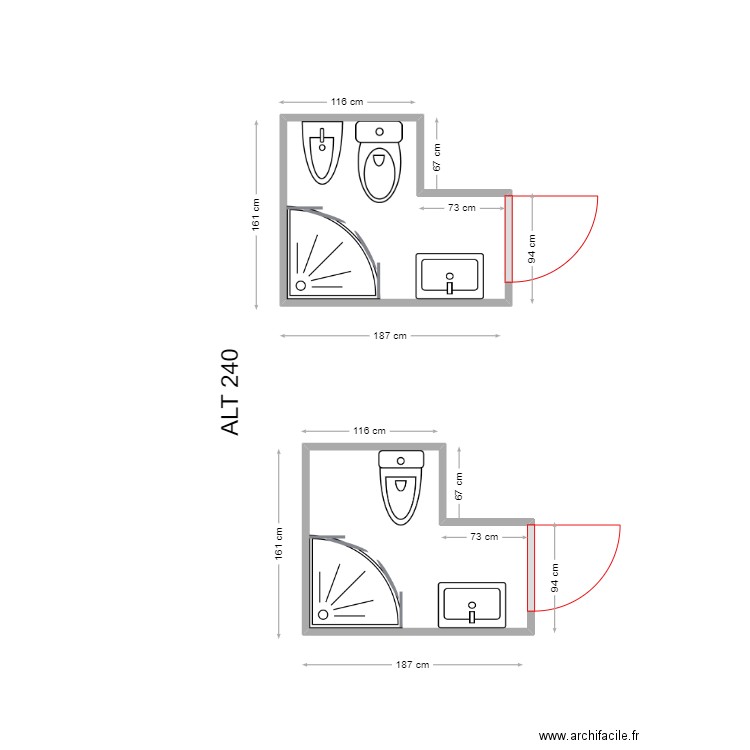 ADRIANA. Plan de 2 pièces et 5 m2