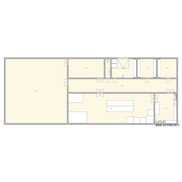 Boulangerie patisserie. Plan de 9 pièces et 470 m2