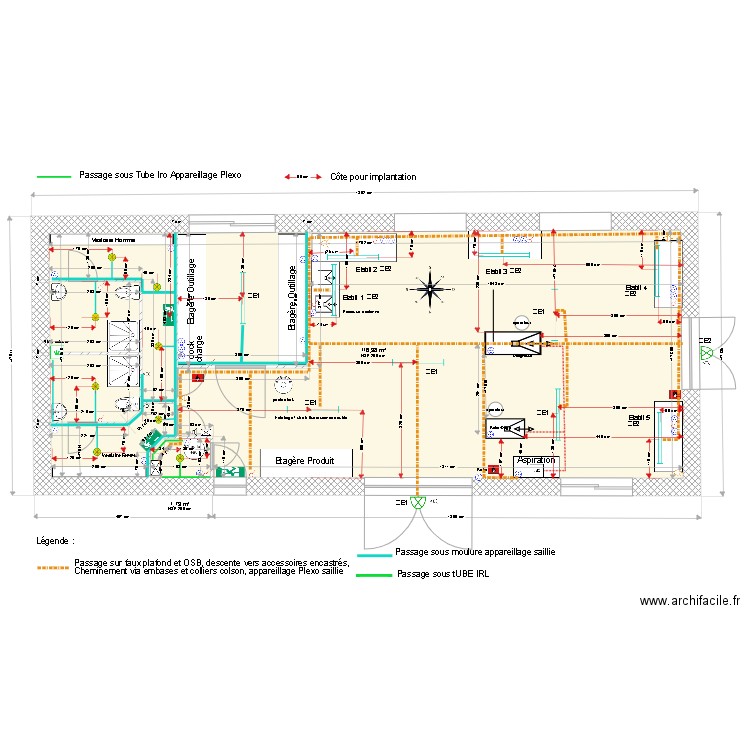 Local technique v2601. Plan de 2 pièces et 119 m2